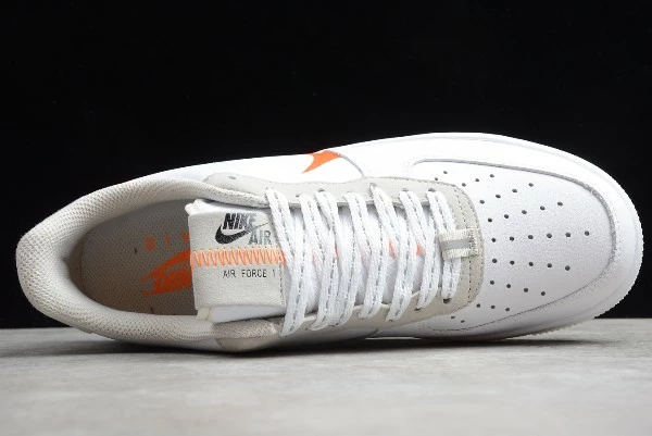 2020 Nike Air Force 1'07 LV8 Orange Swoosh White Orange CD0888 100 - Image 3