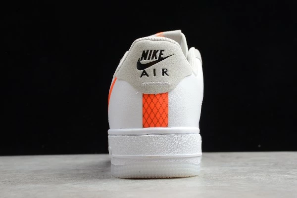 2020 Nike Air Force 1'07 LV8 Orange Swoosh White Orange CD0888 100 - Image 4