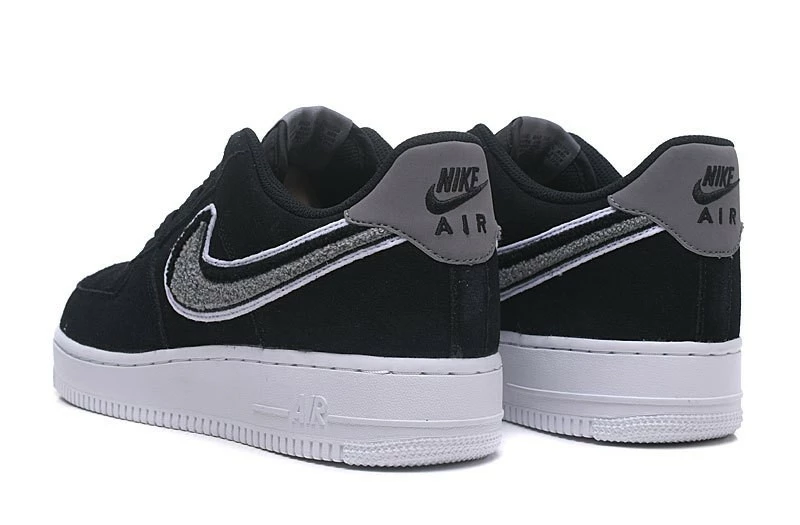 Nike Air Force 1'07 Lv8 Chenille Swoosh Black Grey 823511-014 - Image 2