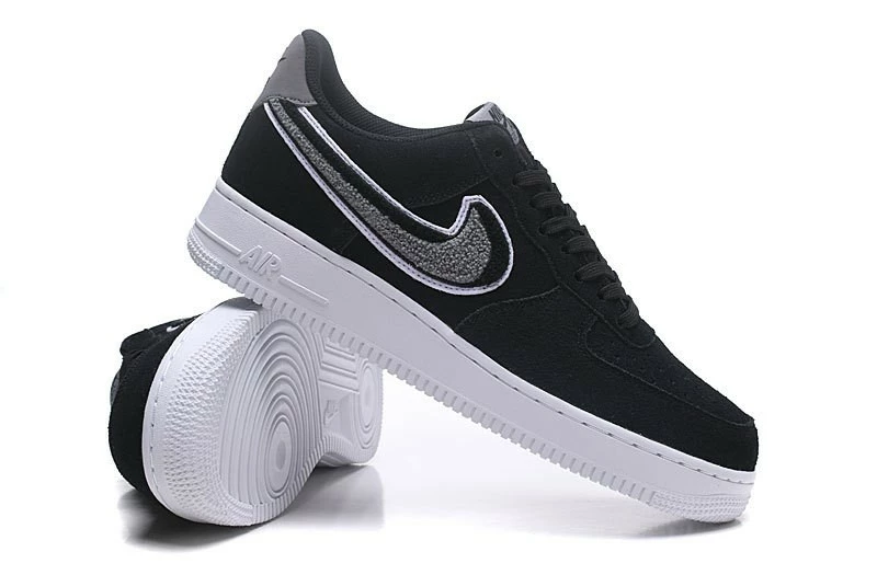 Nike Air Force 1'07 Lv8 Chenille Swoosh Black Grey 823511-014 - Image 3
