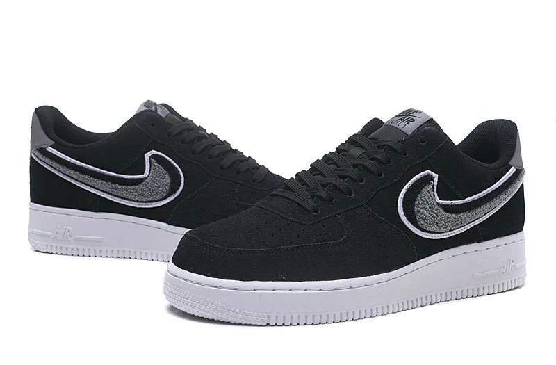 Nike Air Force 1'07 Lv8 Chenille Swoosh Black Grey 823511-014 - Image 4