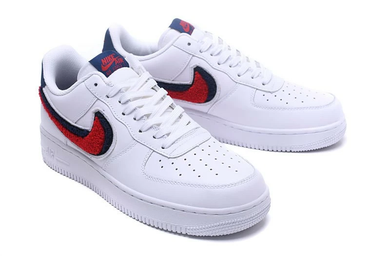 Nike Air Force 1'07 Lv8 Chenille Swoosh Blue White Void University Red 823511-106