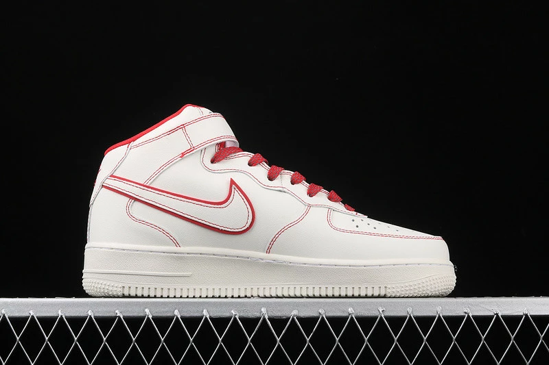 Nike Air Force 1 07 Mid White University Red Shoes AA1118-010 - Image 2