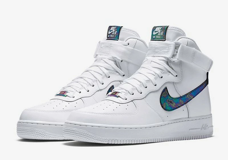 Nike Air Force 1 High LV8 White Metallic Gold Iridescent QS 806403-100 - Image 2