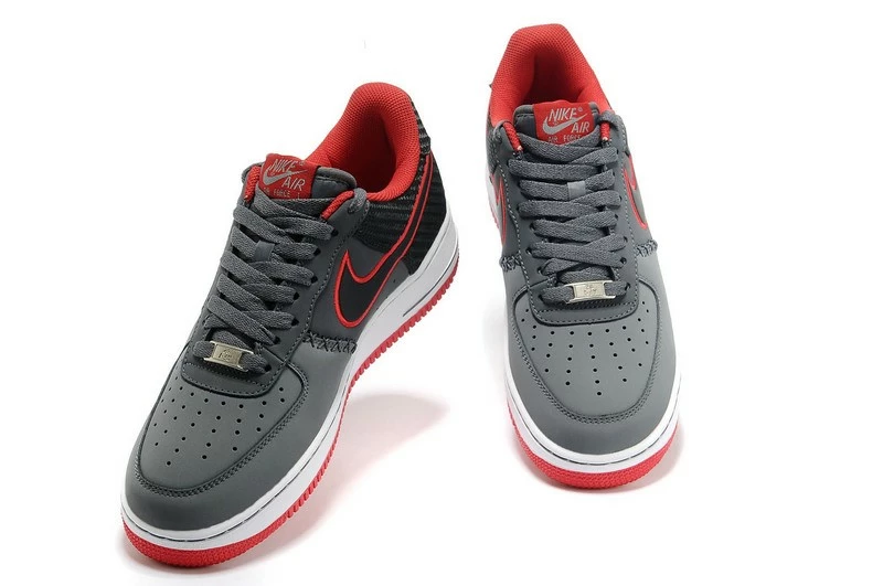 Nike Air Force 1 Low Black Wolf Grey Challenge Red White 488298-036 - Image 2