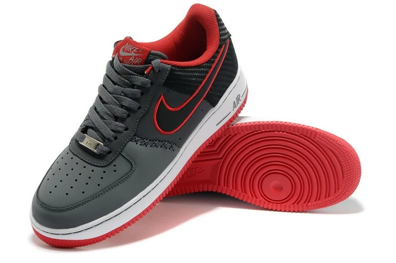 Nike Air Force 1 Low Black Wolf Grey Challenge Red White 488298-036 - Image 3
