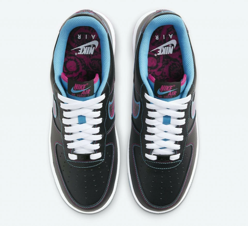 Nike Air Force 1 Low Miami Nights Pink Black Blue Shoes DD9183-001 - Image 2