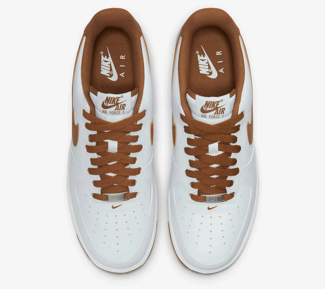Nike Air Force 1 Low Pecan White Running Shoes DH7561-100 - Image 3