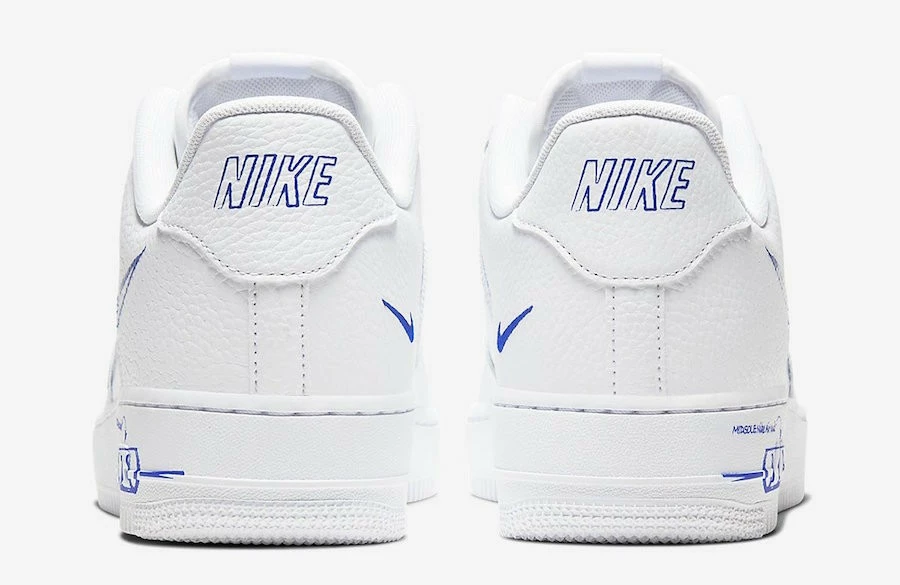 Nike Air Force 1 Low Sketch White Blue Shoes CW7581-100 - Image 4