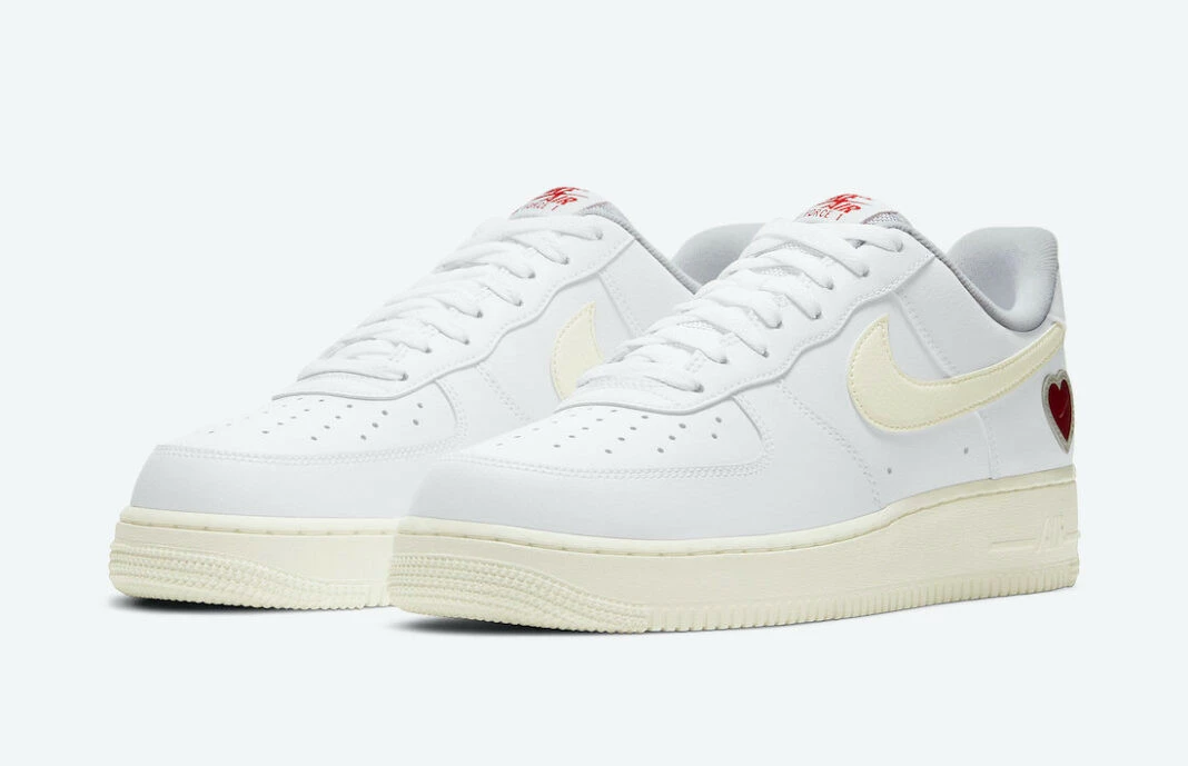 Nike Air Force 1 Low Valentine's Day White University Red Shoes DD7117-001