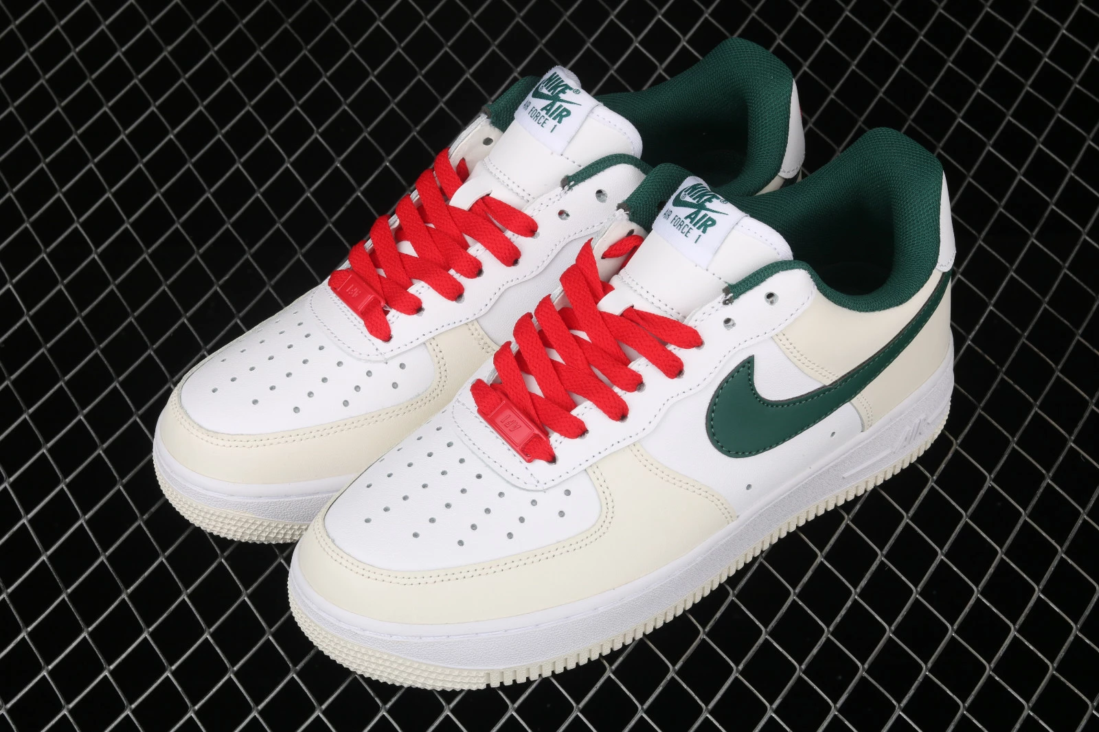 Nike Air Force 1 Low White Beige Green Red Womens Shoes FF0902-012 - Image 5