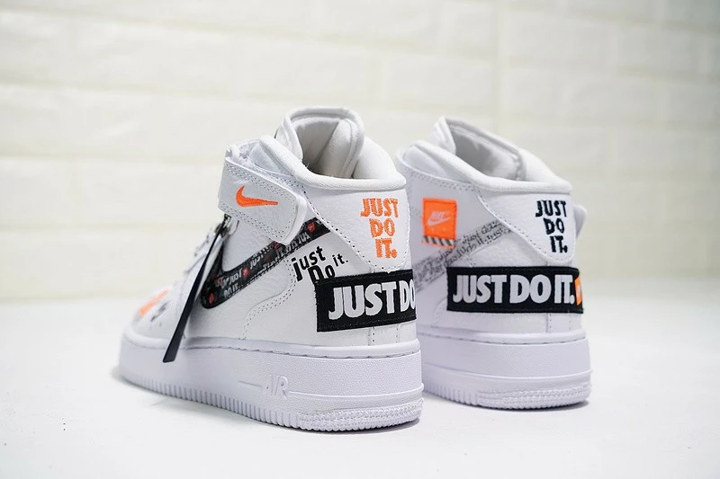 Nike Air Force 1 Mid Just Do It White Black Terra Orange Shoes AQ8650-100 - Image 5