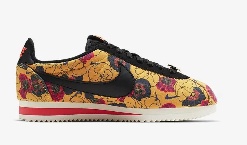 Nike Classic Cortez LX Floral University Gold Bright Crimson Sail Black AV1338-700 - Image 2