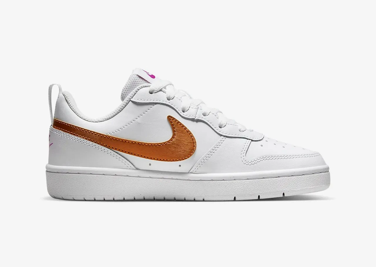 Nike Court Borough 2 SE GS White Vivid Purple Metallic Copper DQ5979-100 - Image 2