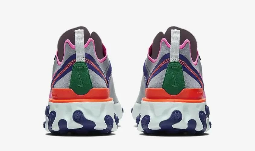 Nike React Element 55 Wolf Grey Hyper Crimson Mystic Green Laser Fuchsia BQ2728-006 - Image 3