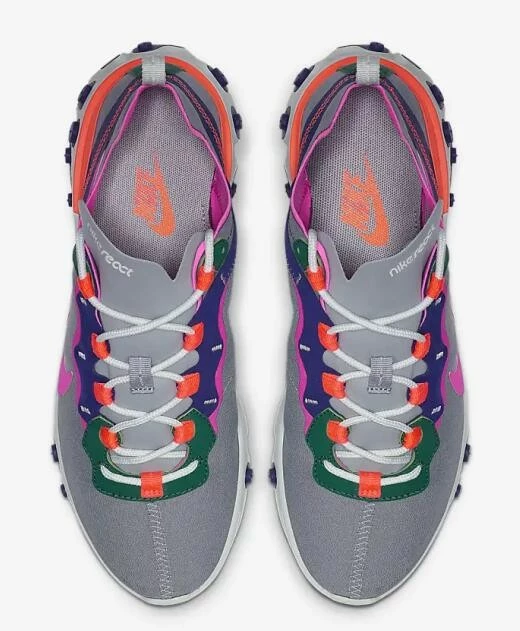 Nike React Element 55 Wolf Grey Hyper Crimson Mystic Green Laser Fuchsia BQ2728-006 - Image 4