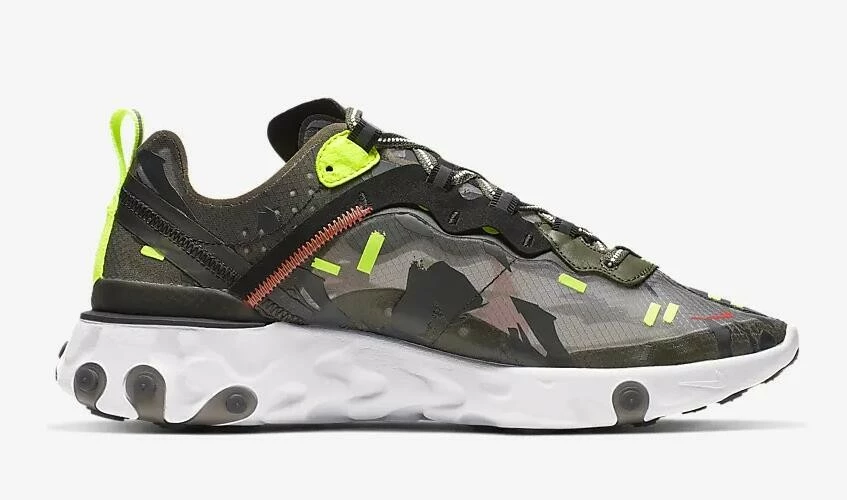 Nike React Element 87 Medium Olive Black Volt Bright Crimson CJ4988-200 - Image 2