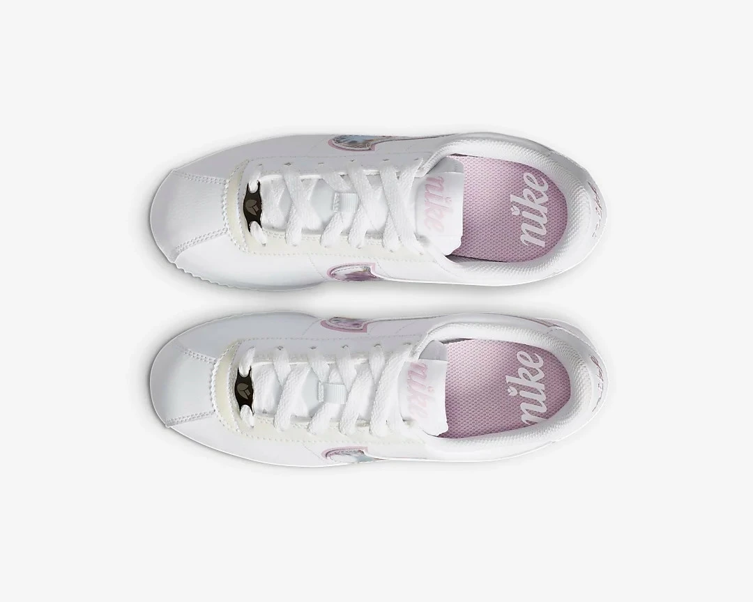Nike Wmns Classic Cortez SE Fuzzy Floral Print White Light Arctic Pink CN8145-100 - Image 3